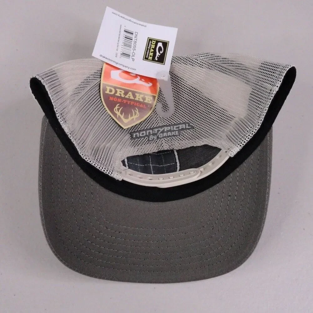 Drake Non-Typical Hat Cap Snapback Trucker Gray White American Shield Mesh NWT